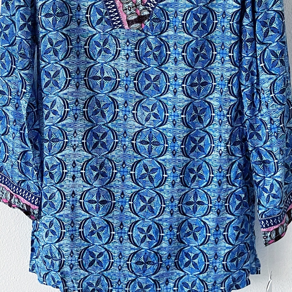 Brand NEW La Blanca Swimwear Beachy Cover-Up Dress Blue Geometric Size XS - Picture 5 of 16
